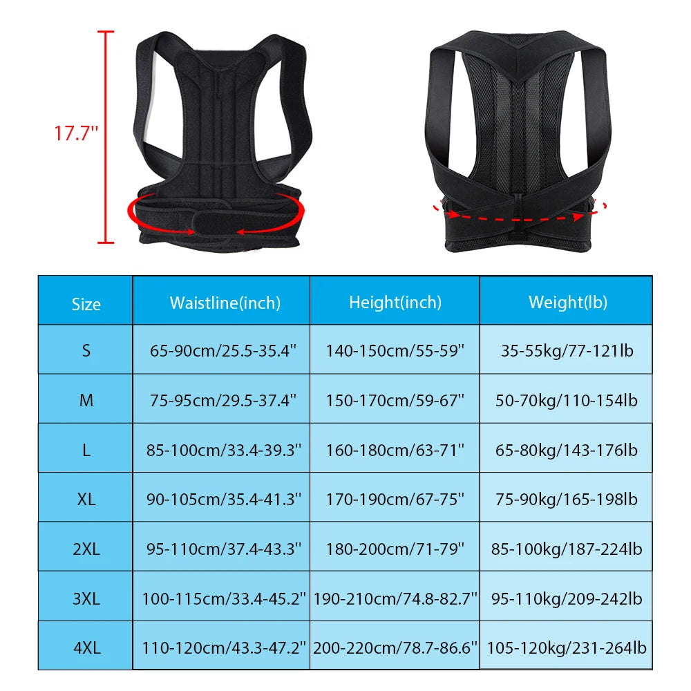 Adjustable Back Brace Posture Corrector Belt for Lumbar Support