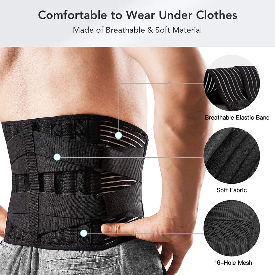 Lower Back Brace with 6 Stays - Pain Relief Support