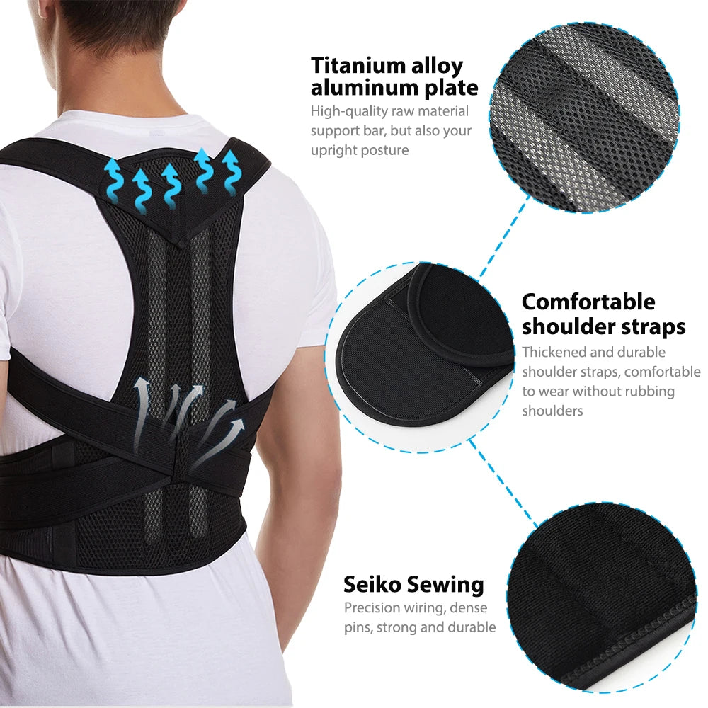 Adjustable Back Brace Posture Corrector Belt for Lumbar Support